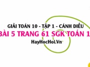 Giải bài 5 trang 61 Toán 10 Tập 1 SGK Cánh Diều